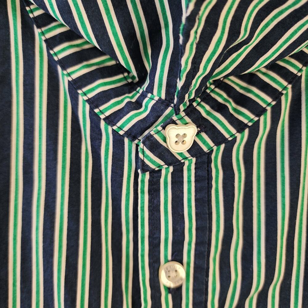 Teddy Fresh Shirt Men's XL Blue Green Striped Button Up Oxford Embroidered - Picture 5 of 11